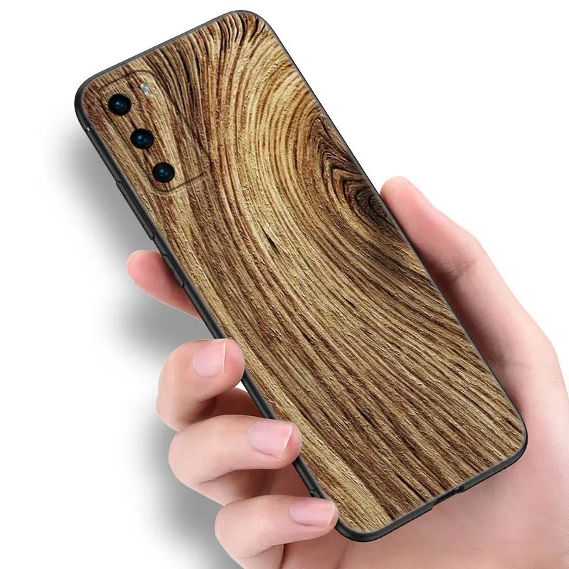 Holz Textur Kunst Handy hülle für Huawei P8 P9 P10 P20 P30 P40 Lite E P50 P Smart Pro Z 2018 2020 2021 Soft TPU Black Cover