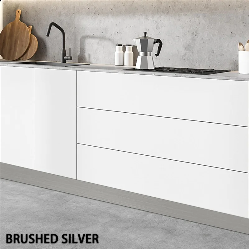 

MCGS-Stainless Steel Kick Plate, Peel And Stick Kickplate Base Cover, Baseboard Molding Trim For Wall, Kitchen Cupboard