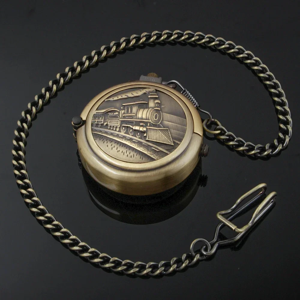 Steampunk Bronze Mechanical Pocket Watch Retro Creative Rotating Cover Roman Numeral Display Manual Mechanism Pendant Male Clock