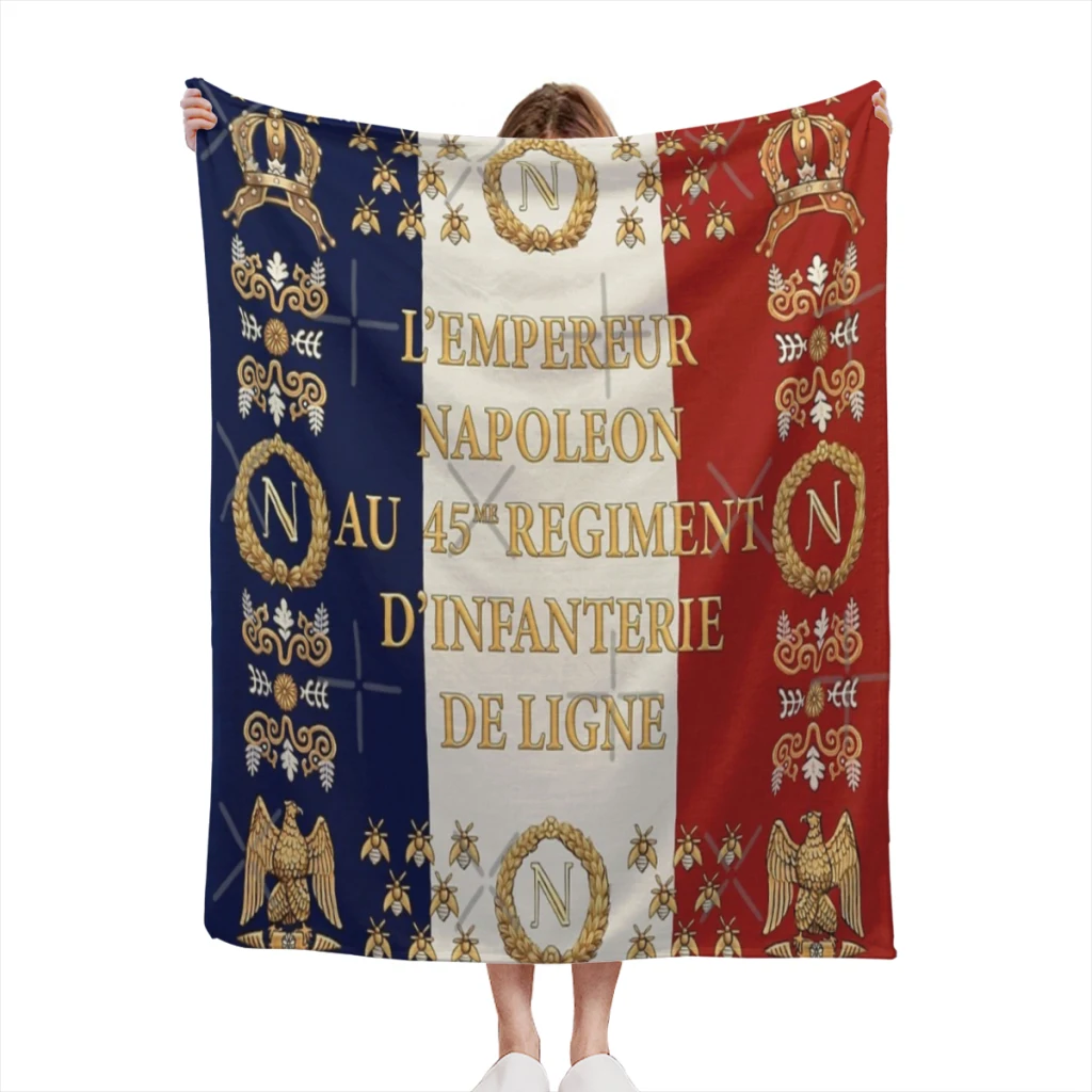 

Napoleonic French 45th regimental flag Thin Blanket Soft comforter sets throw for Couch Warm Flannel Blankets Bedroom Summer