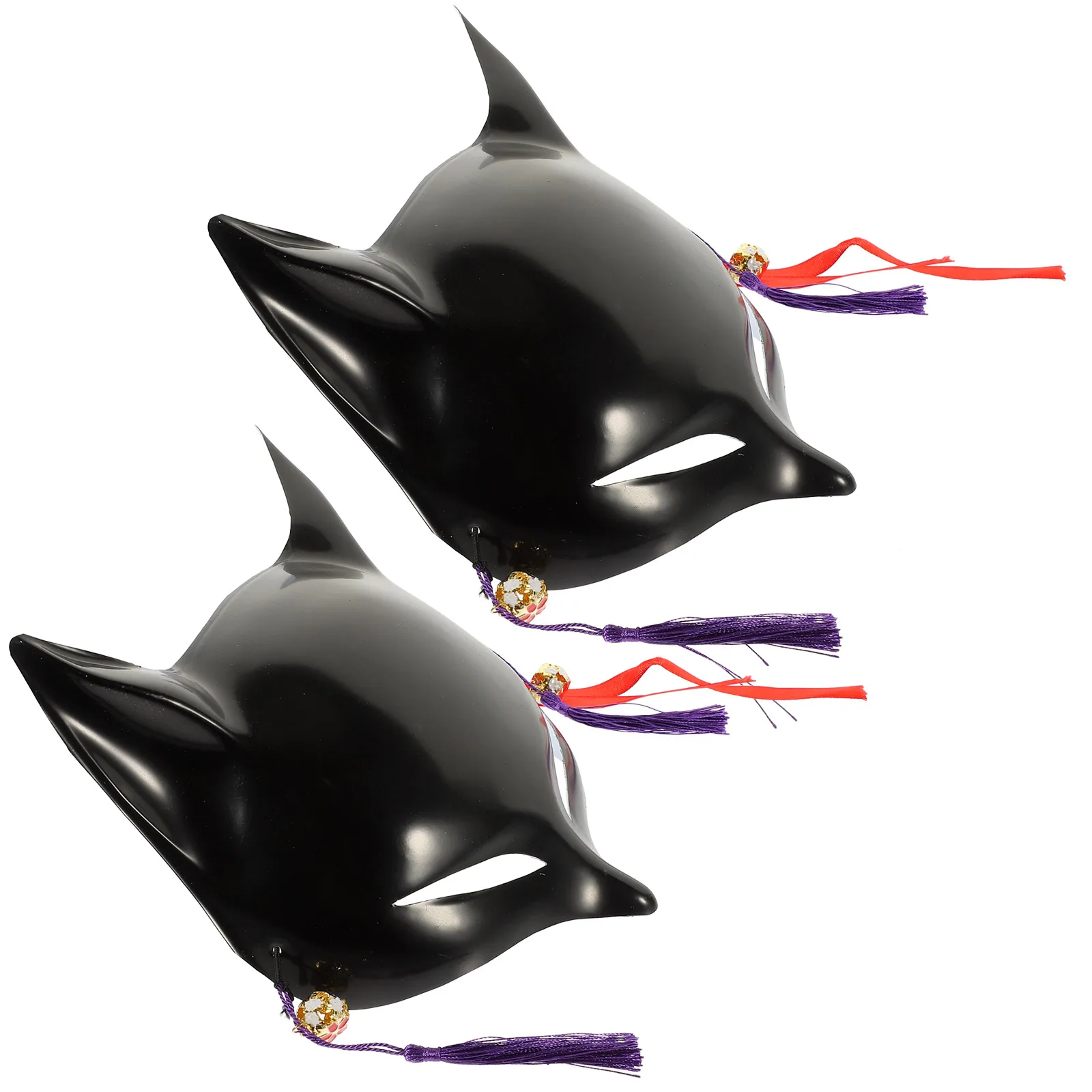 

2 Pcs Facial Mask PVC Fox Cosplay Blank Masks Party Diy Black Unpainted Kit Masquerade Simulation