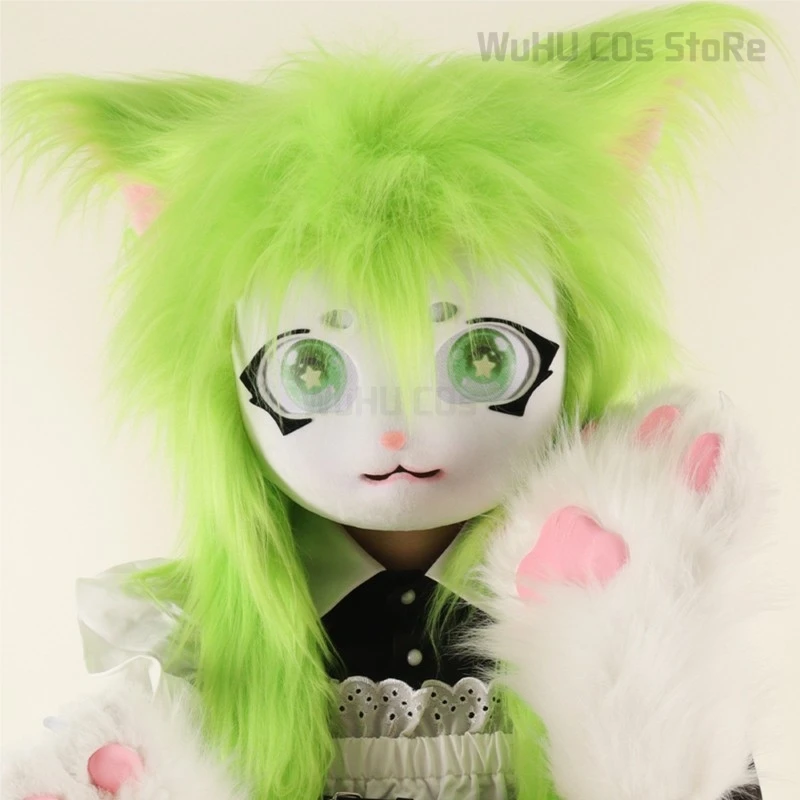 コスプレ用のマスクとヘルメット,毛皮のヘッドセット,ウサギの人形,猫のコスチューム,アニメのアクセサリー,ヘッドセット,ヘッドセット,毛皮