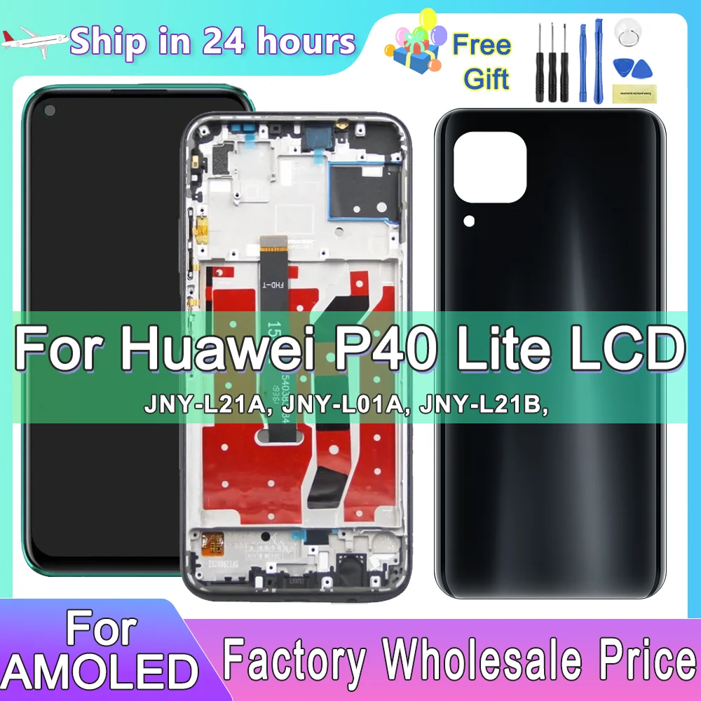 AMOLED Display For Huawei P40 Lite LCD Touch Screen Digitizer Assembly With Frame Display Replacement For Nova 6 SE LCD Display