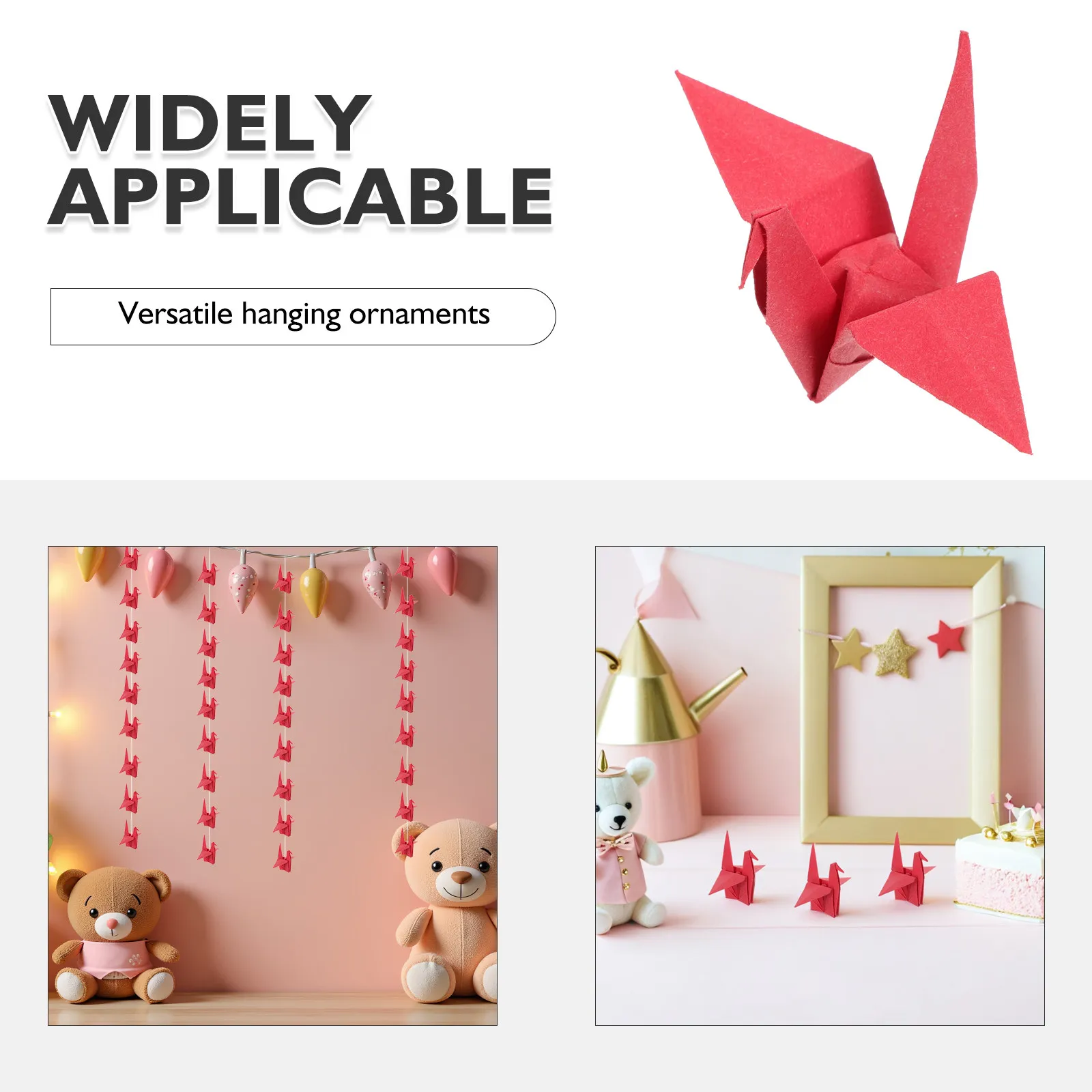 100Pcs Red Origami Paper Cranes Pre-Folded Crane Ornaments Wedding Shower Birthday Party Decorations Paper Crane Hanging