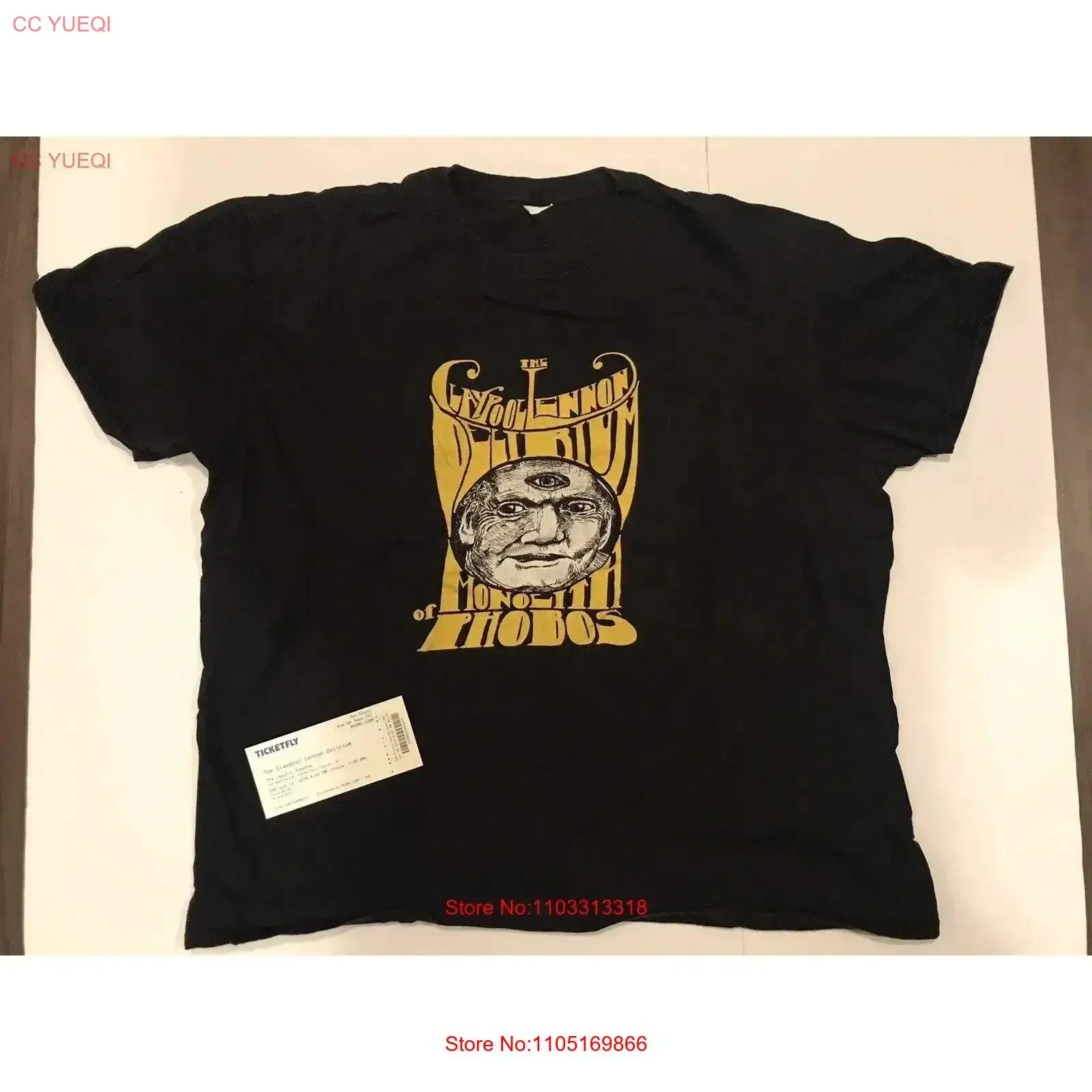 OFICIAL 2016 Claypool Lennon Delirium Tour CAMISETA TICKET Monolith Phobos 2XL vintage Lavado Casual Cómodo Transpirable