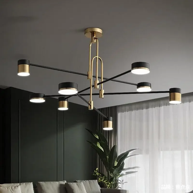 Gold Black Metal Iron Chandelier For Home Living Room Decoration Nordic Style 4/6/8 Heads Hanging Ceiling Light Industrial