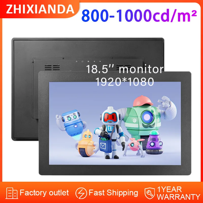 

Zhixianda 18.5 inch 1920*1080 High Brightness 1000nits LCD Industrial Grade Embedded Touch Screen Monitor with VGA HDMI DVI Port