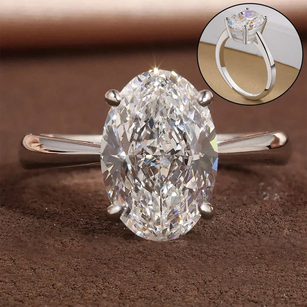 1/2/3/4CT ovaal geslepen volledige Moissanite verlovingsringen voor vrouwen Solitaire verborgen Halo Diamond S925 zilveren trouwring met GRA