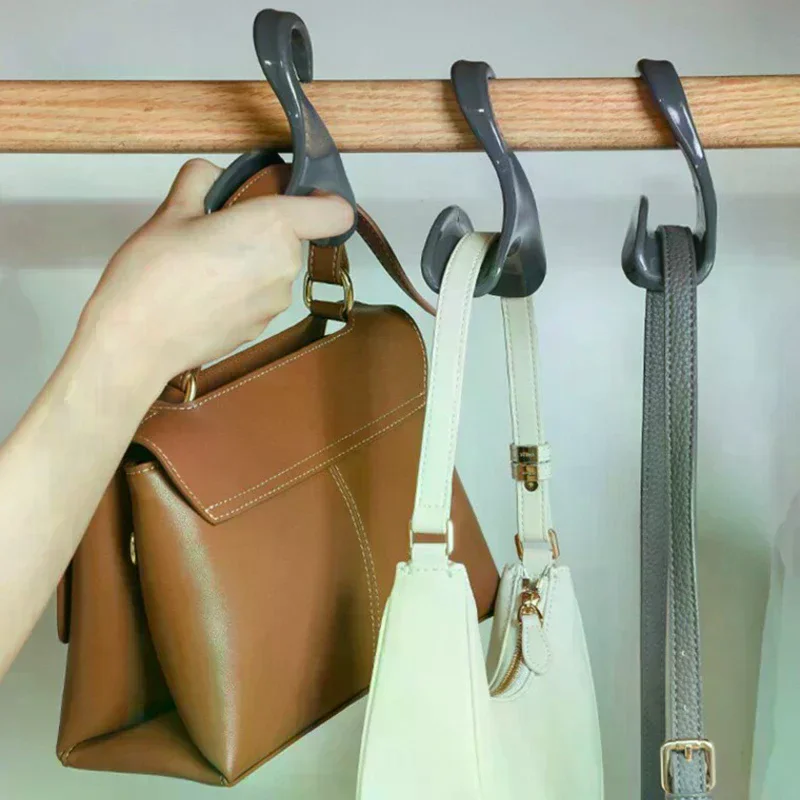 3/5pcs Widen Plastics Hanger Connection Hook Stackable Space Saving Storage Multifunctional Bag And Hat Hanging Rack