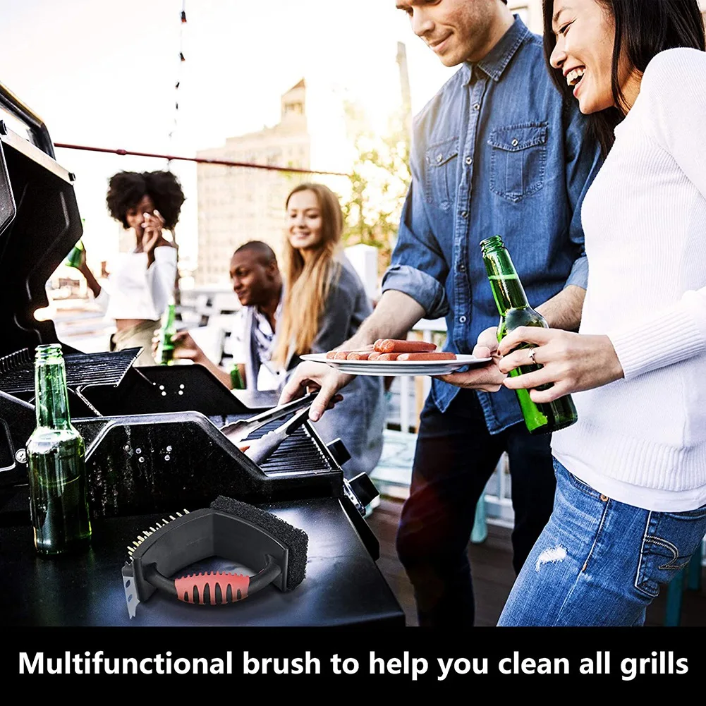M12K-Grill Brush Grill Accessories Brass Grill Cleaning Brush 3 In 1 Multifunction BBQ Cleaning Brush Cleaning Brush Bristles