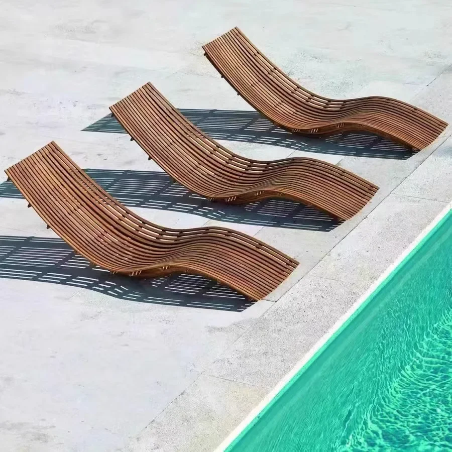 سرير خارجي عالي الجودة على شكل خاص، سرير ترفيهي لحمام السباحة