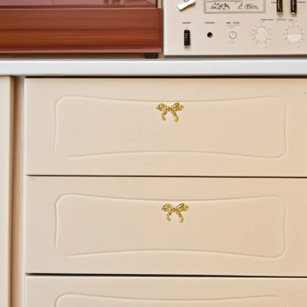 

3pcs Brass Bow Drawer Knobs Gold Bow Decorative Handles For Wardrobe Cabinet Cupboard Dresser Furniture Hardware Home Decor