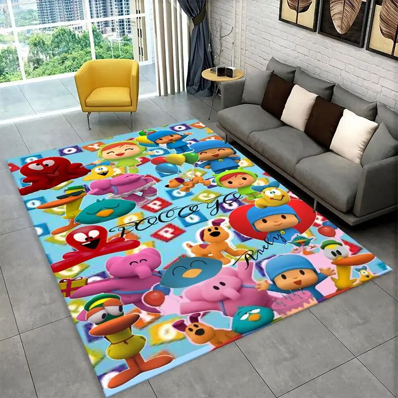 Cute P-Pocoyo Elly Pato Cartoon Non-Slip Area Rug for Living Room,Bedroom,Playroom,Soft Carpet Floor Mat Home Decor Rug  Room