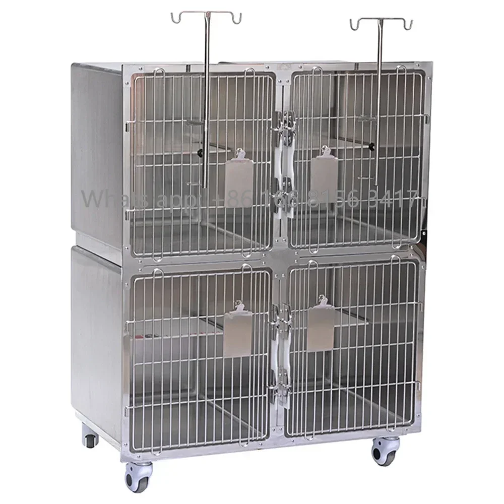 

Four Door Doubel Layer Pet Cage Veterinary Hospital Cage Pet Foster Care Chamber Acrylic Board Isolate Pet Cage