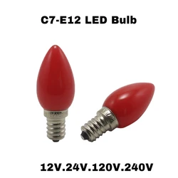 Lâmpadas de Natal de Substituição LED, Tomadas Multicolor, Tampa de Vidro, C7, E12, 12V, 24V, 120V