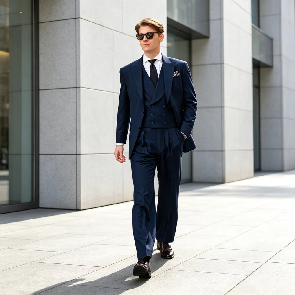Vintage Fashion Outfits Men - Chique heren driedelig pak mode enkelrijig