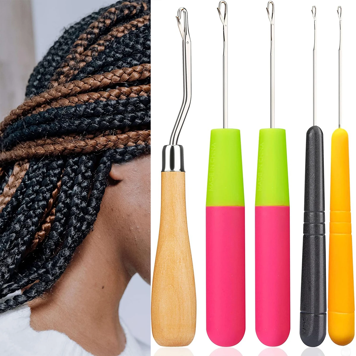 1Set Crochet Knitting Hooks Needles Bending Shape Steel Crochet Knitting DIY Kit Sewing Making Braiding Dreadlock Hair Tools