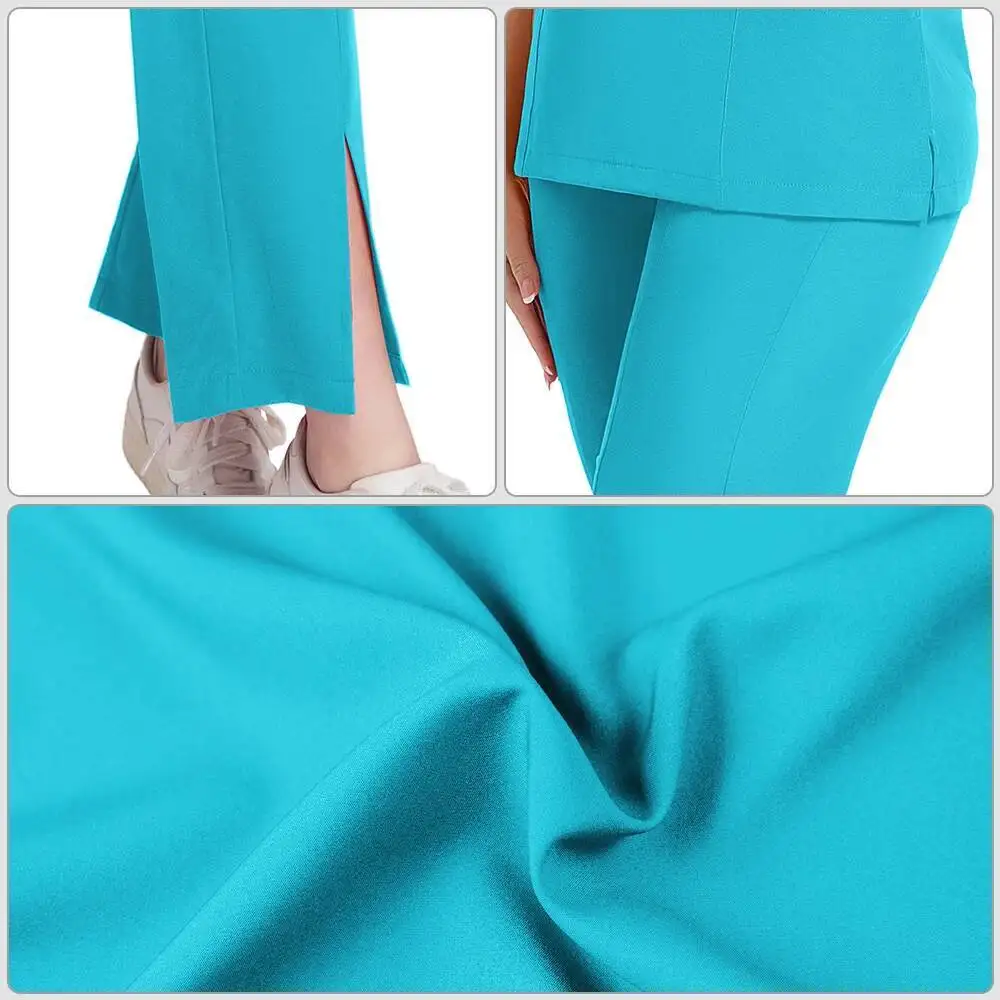 Nuovo set uniforme per scrub alla moda Tessuto medico chirurgico economico in poliestere rayon spandex per scrub infermieristico