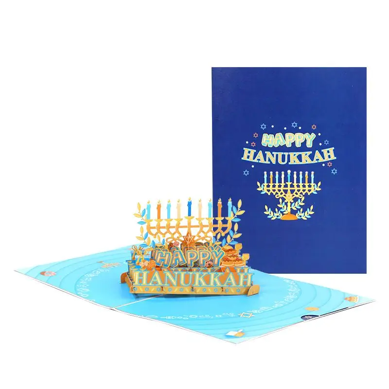 

Thanksgiving Blessing Hanukkah 3D Decoration Happy Bounce Card Holiday Jewish Decoration Home Gift Card