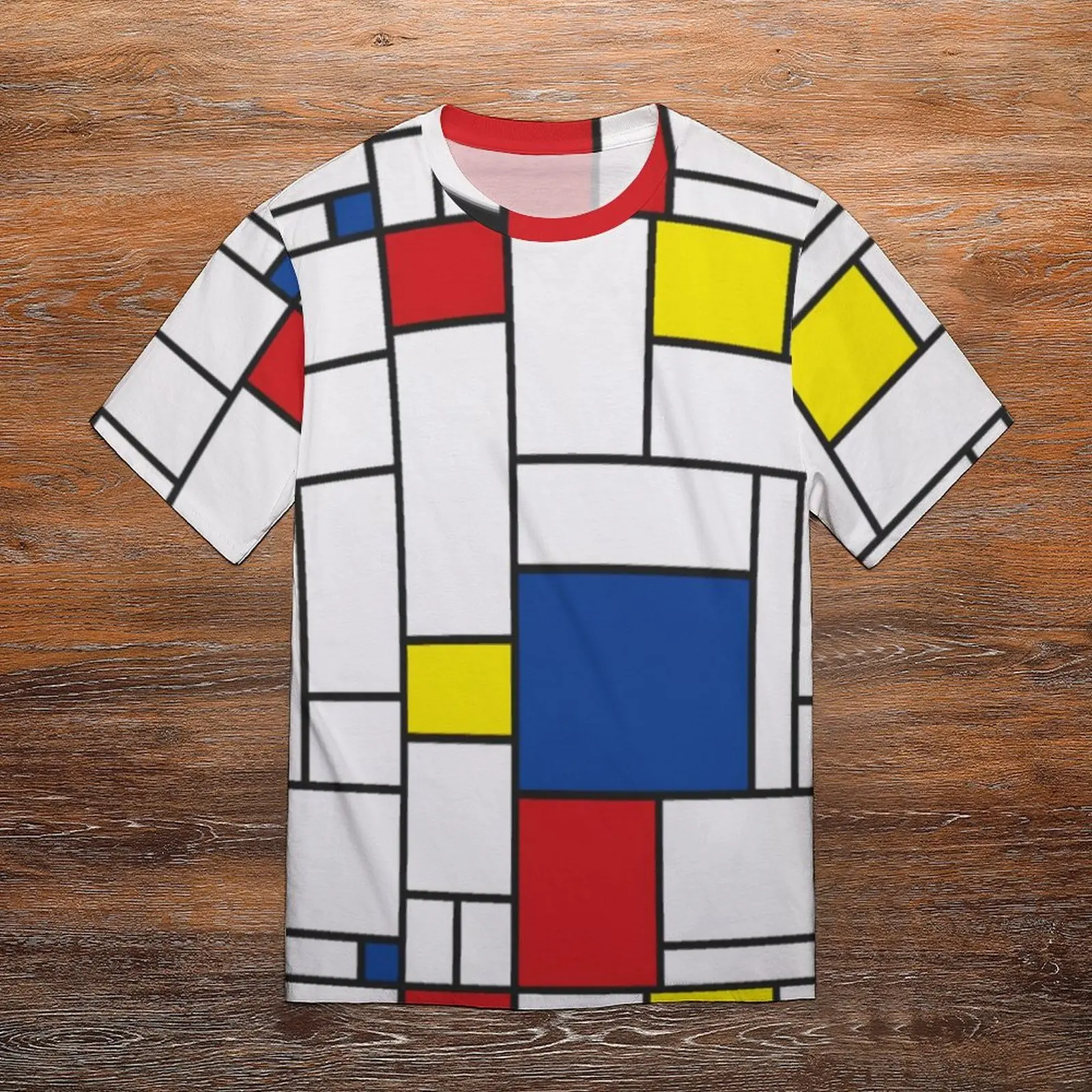 Mondrian Geometry T Shirt Modern Art Novelty T-Shirts Short-Sleeve Graphic Tops Hot Sale Summer Essential Big Size Tees