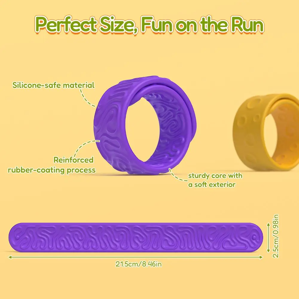 6 Stuks Kinderen Gits Zintuiglijke Armband 6 Stuks Getextureerde Siliconen Kalmerende Stress Angst Relief Slap Armbanden Jongen Meisje