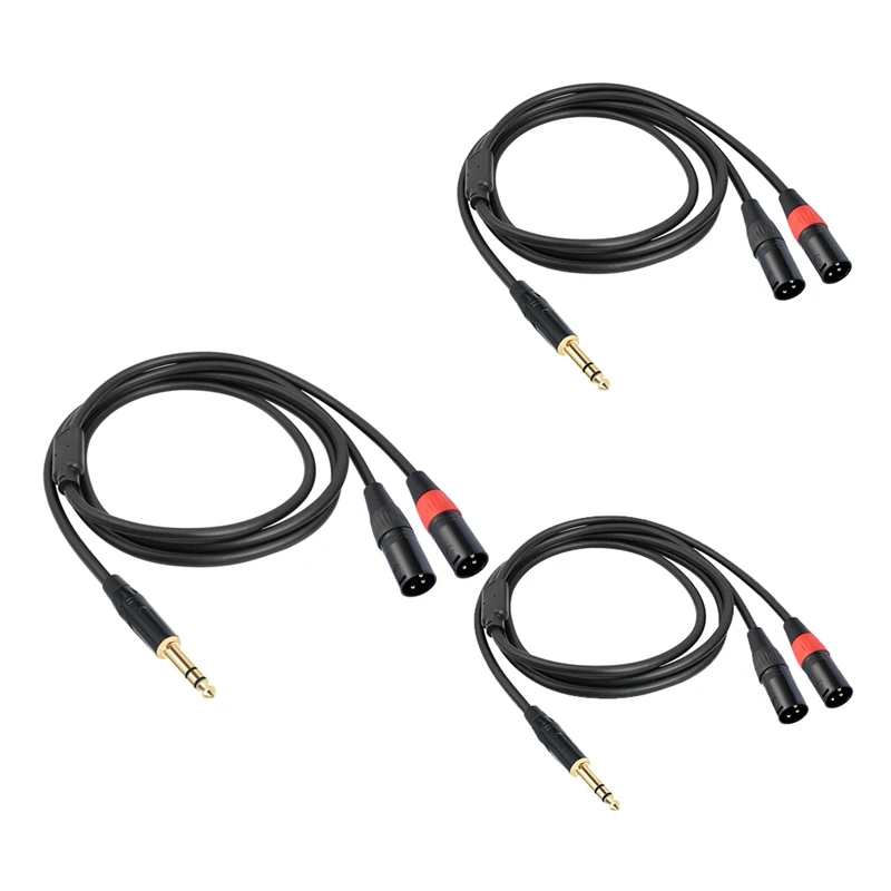 Jack 6.35Mm 1/4 TRS Stereo To Double XLR Male Audio Cable Extension Cable Y Splitter Audio Cable