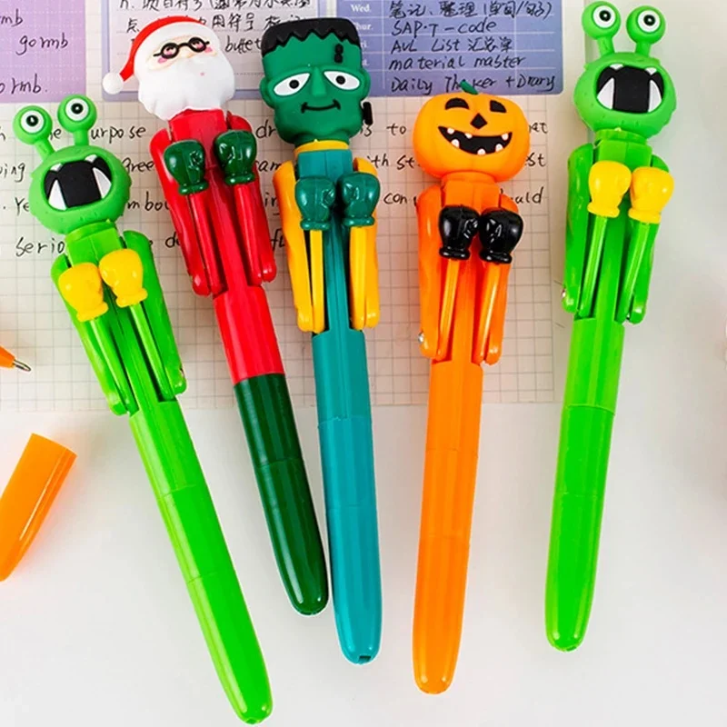 Halloween Christmas Novelty Boxing Pen, Pumpkin Monster Santa Alien Design Ballpoint Pen, Classroom Reward Prizes