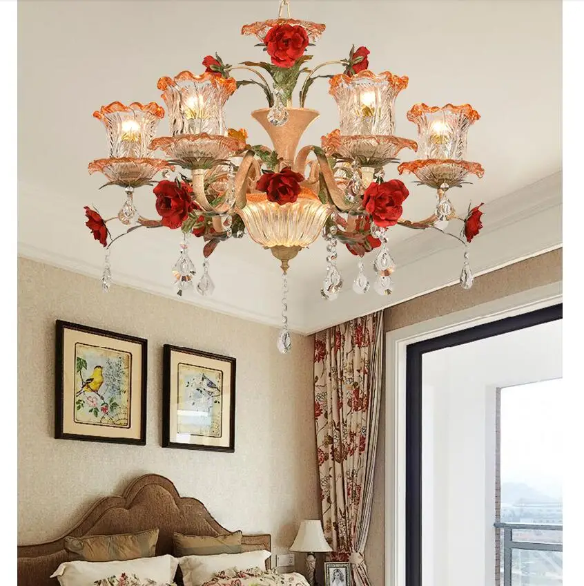 Decora Floral Chandelier Lighting Lustre Originality Hotel Cafe Art Deco Floral Chandelier Stairs Lamp Hanglamp Home Decoration