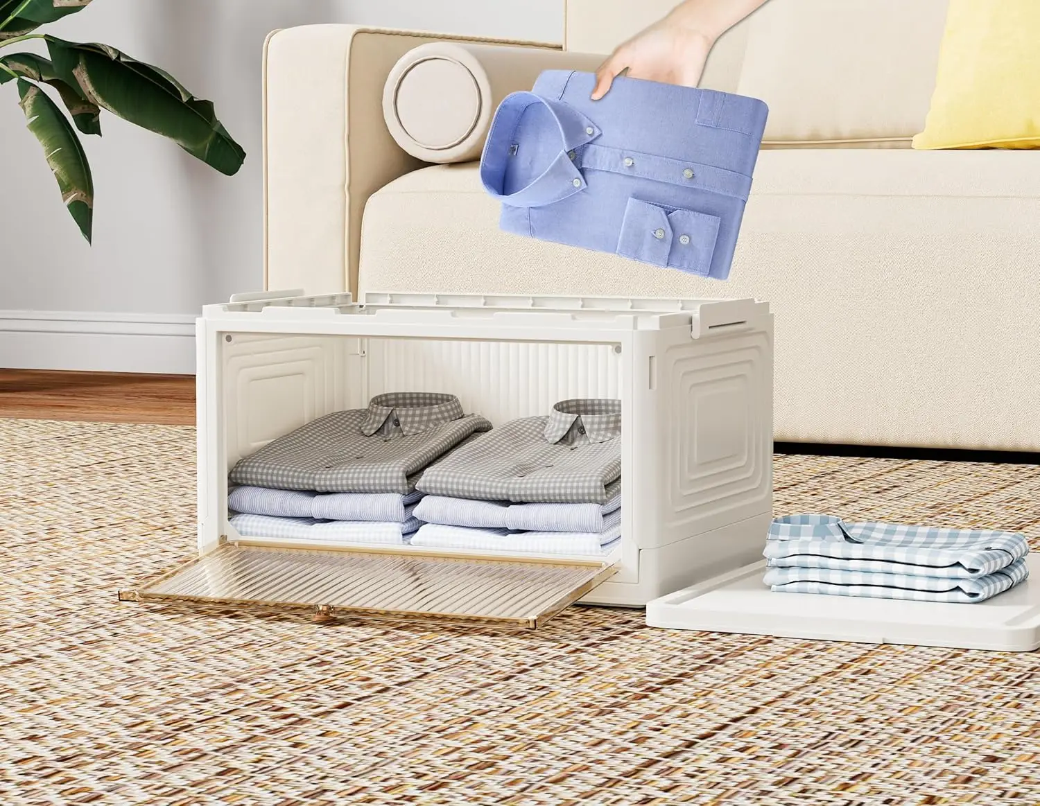 Closet Organizers and Storage 93Qt 3 Pack Closet Organizer Boxes for Clothes Stackable Storage Bins Foldable Storage Box for Clo