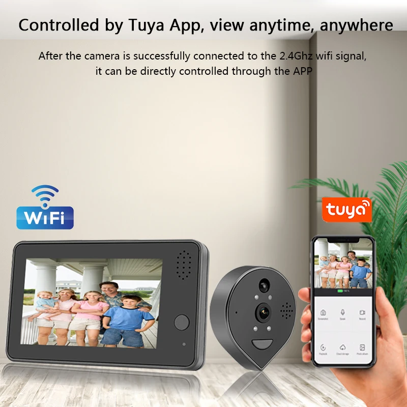 4.3 Inch Video Doorbell Wifi 1080P Smart Home Peephole Camera Doorbell Wireless Smart Tuya App Night PIR Motion Detection Camera