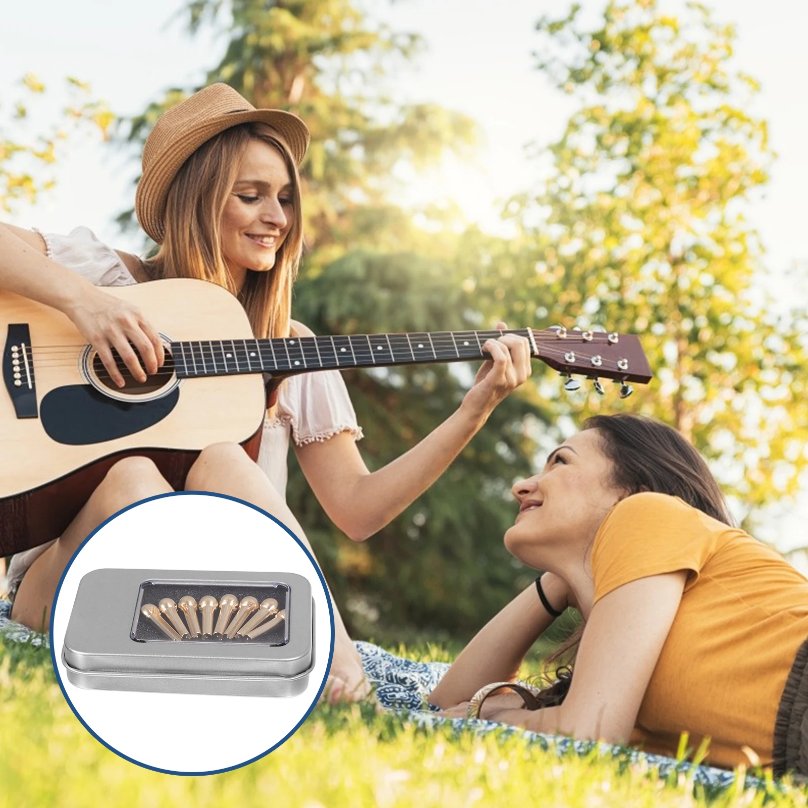 

8Pcs Guitar Bridge Pins Copper Material Durable Fit Most Acoustic Guitars Replace Damaged Parts Improve Tuning Guitar