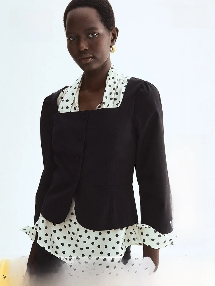 

H&M Summer New Women's Casual Style Square Collar Suit 1328318 Cotton Rayon Blend Daily Wear Comfortable Fit Ladies Suit