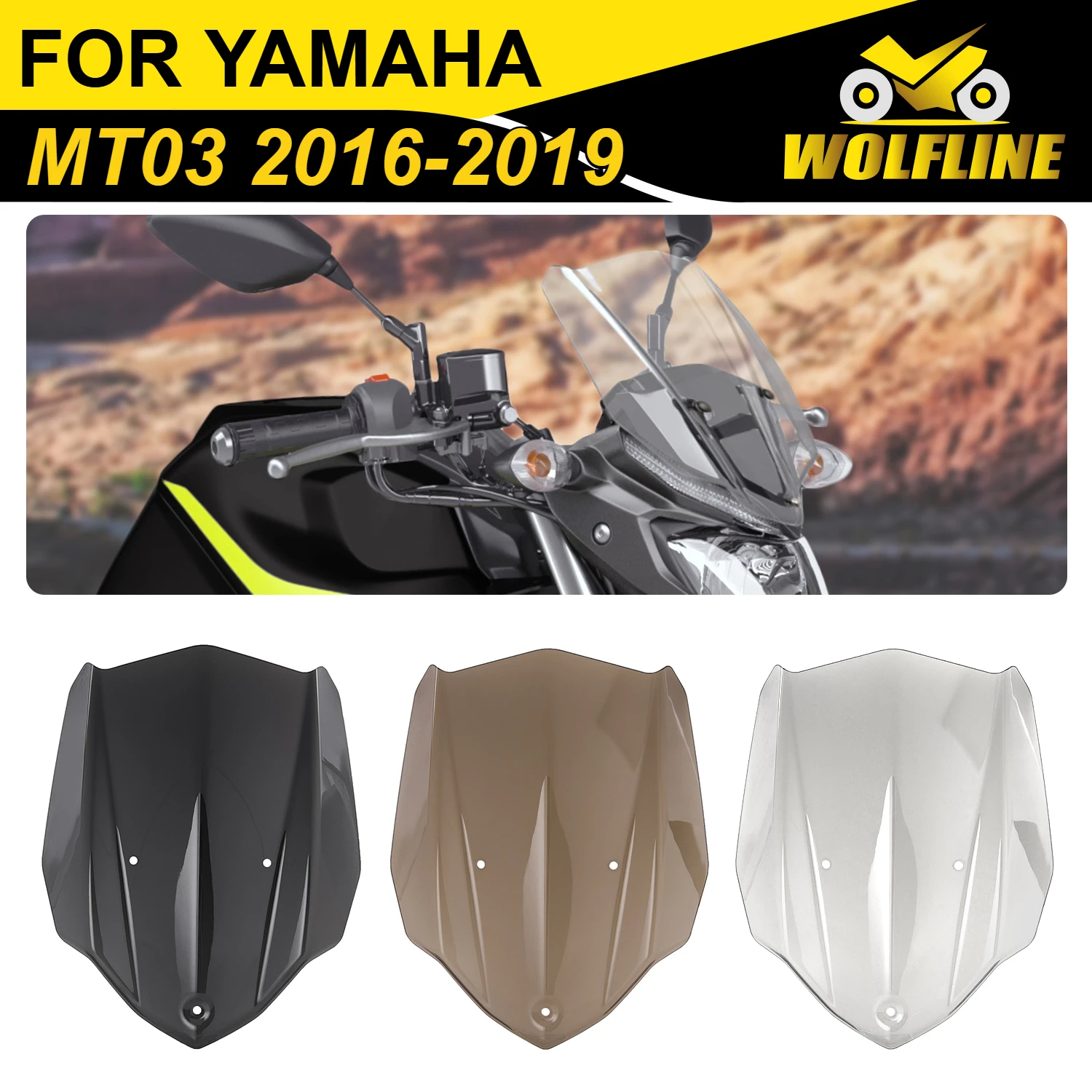 

Wolf Line Motorbike Wind Screen Front Fairing W/ Bracket for Yamaha MT03 2016-2019 2017 2018