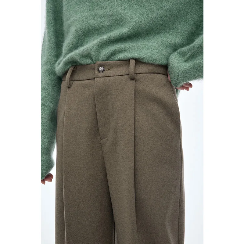 ELFSACK 2025 Winter New Arrivals Casual Preppy Classic Striped Cuff Straight Slim Leg Tapered Long Pants For Women