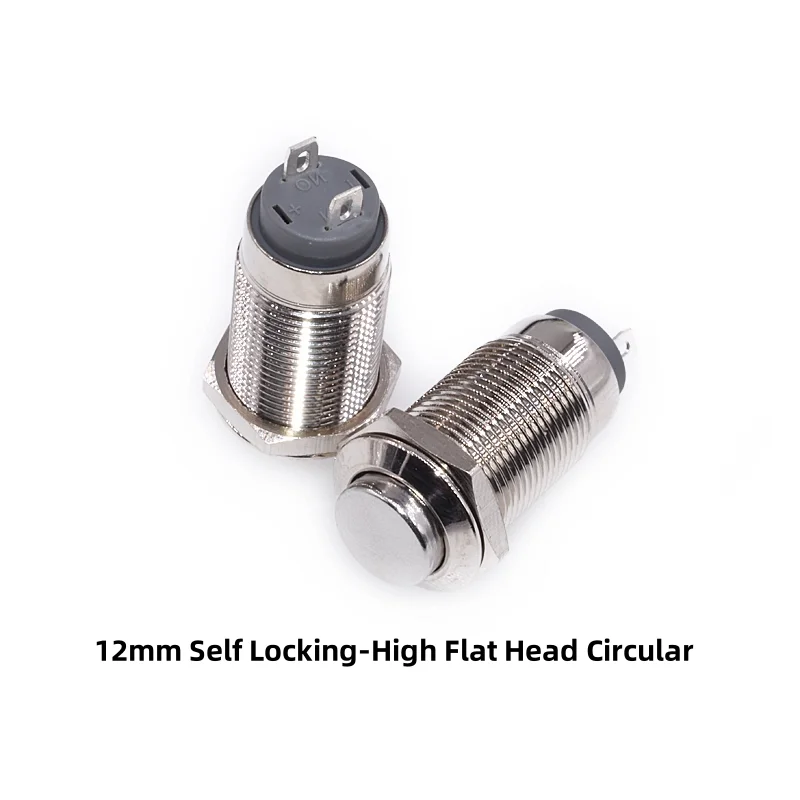 1PCS 8mm/12mm Waterproof Metal Reset Switch Self-lock Button Doorbell Access Control Car Modification Silver Contact Connector - Image 4