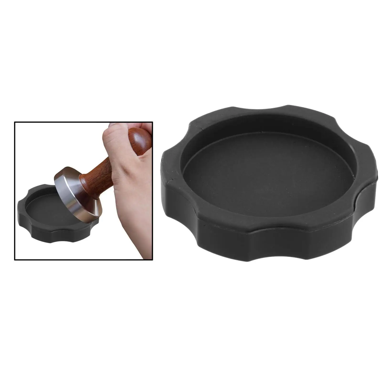 6xEspresso Coffee Tamper Mat Tamping Powder Tamper Stand for Bar Kitchen Black