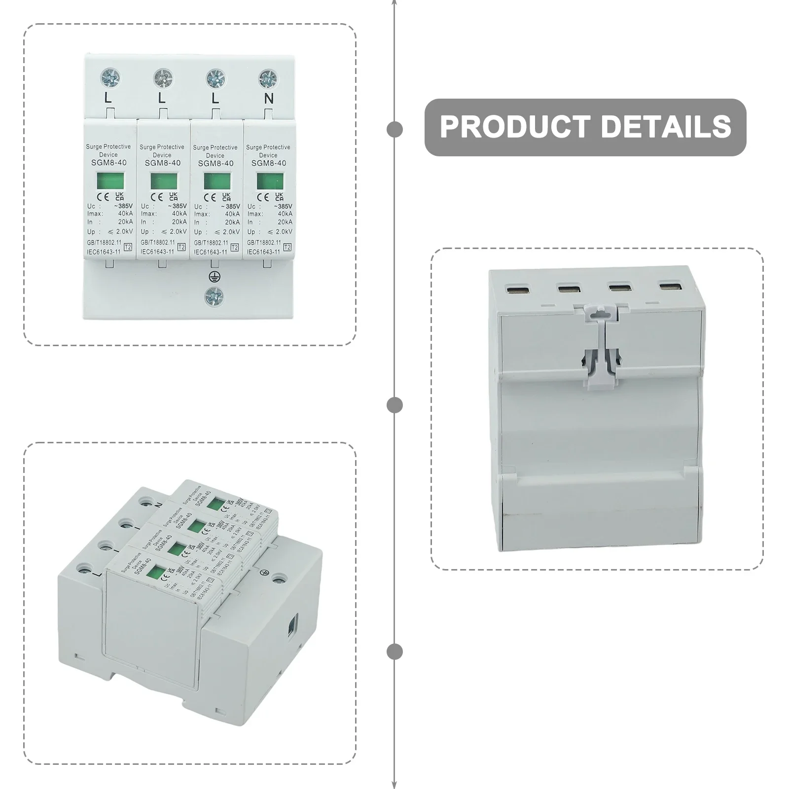 20KA Surge Protector Surge Arrester For Electrical Systems Good Electrical Conductivity Modular Design For 36MM Guide Rail