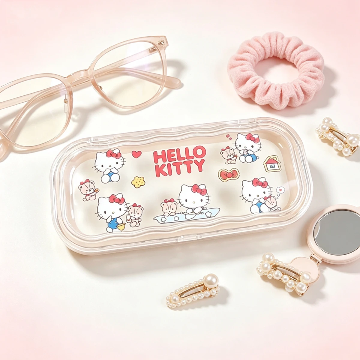 ハローキティ ウェーブエッジ眼鏡ケース、ポータブル透明プラス - Women Accessories List のレビューと価格