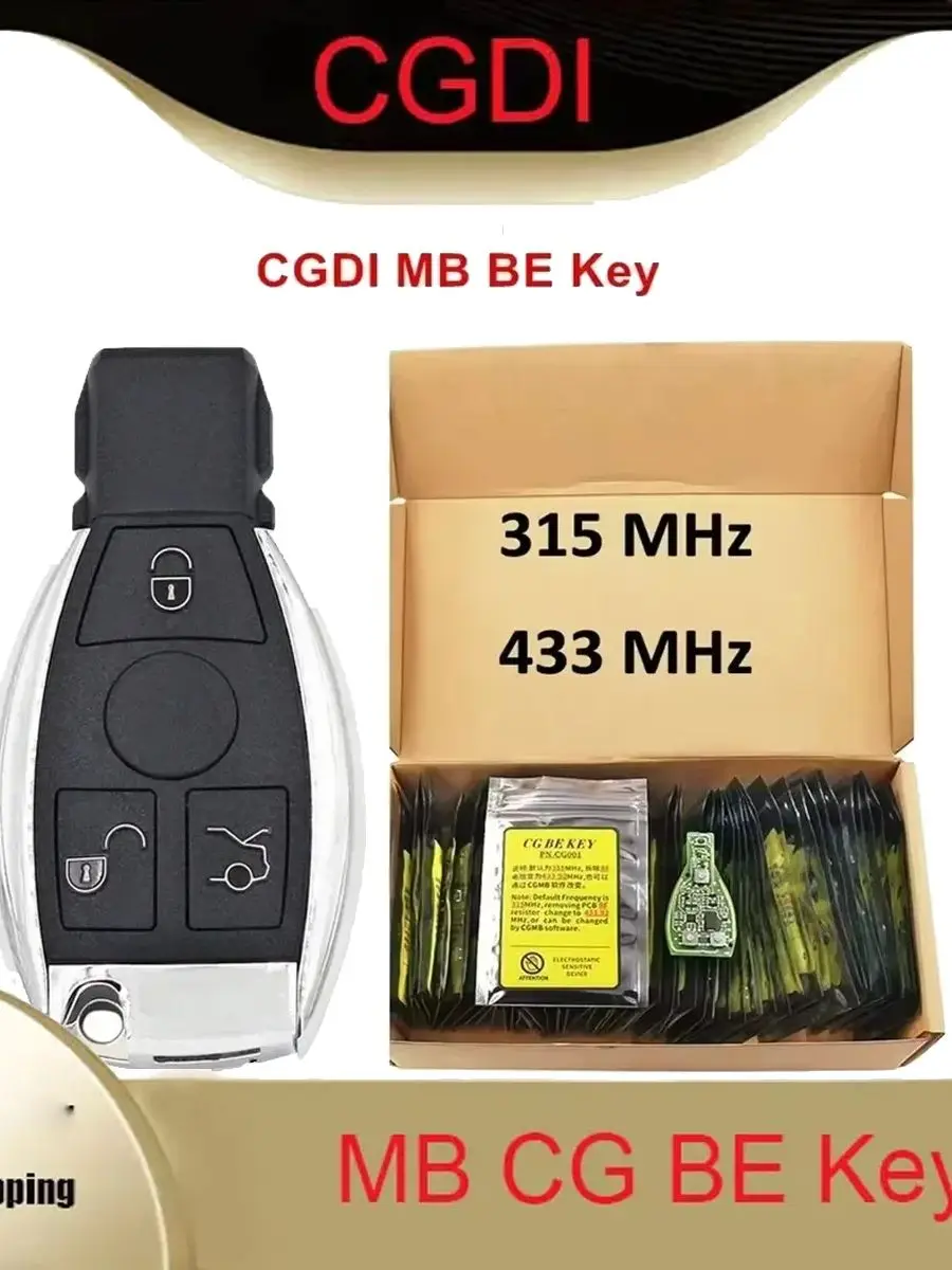CGDI 315MHZ/433MHZ MB CG BE Kluczyk do Mercedes Benz z programatorem CGDI MB, obsługa wszystkich FBS3 i automatyczne odzyskiwanie. — 2