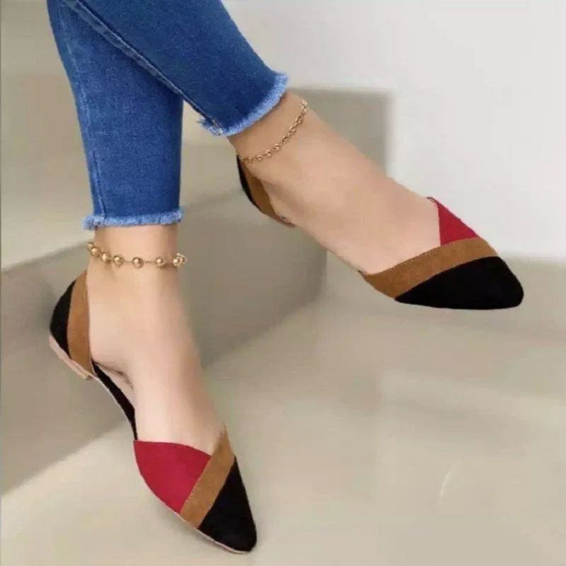 Women Fashion Comfortable Spring & Summer Pink Square Low Heel Shoes Lady Casual Pointed Toe Comfy Black High Heel Shoes E317