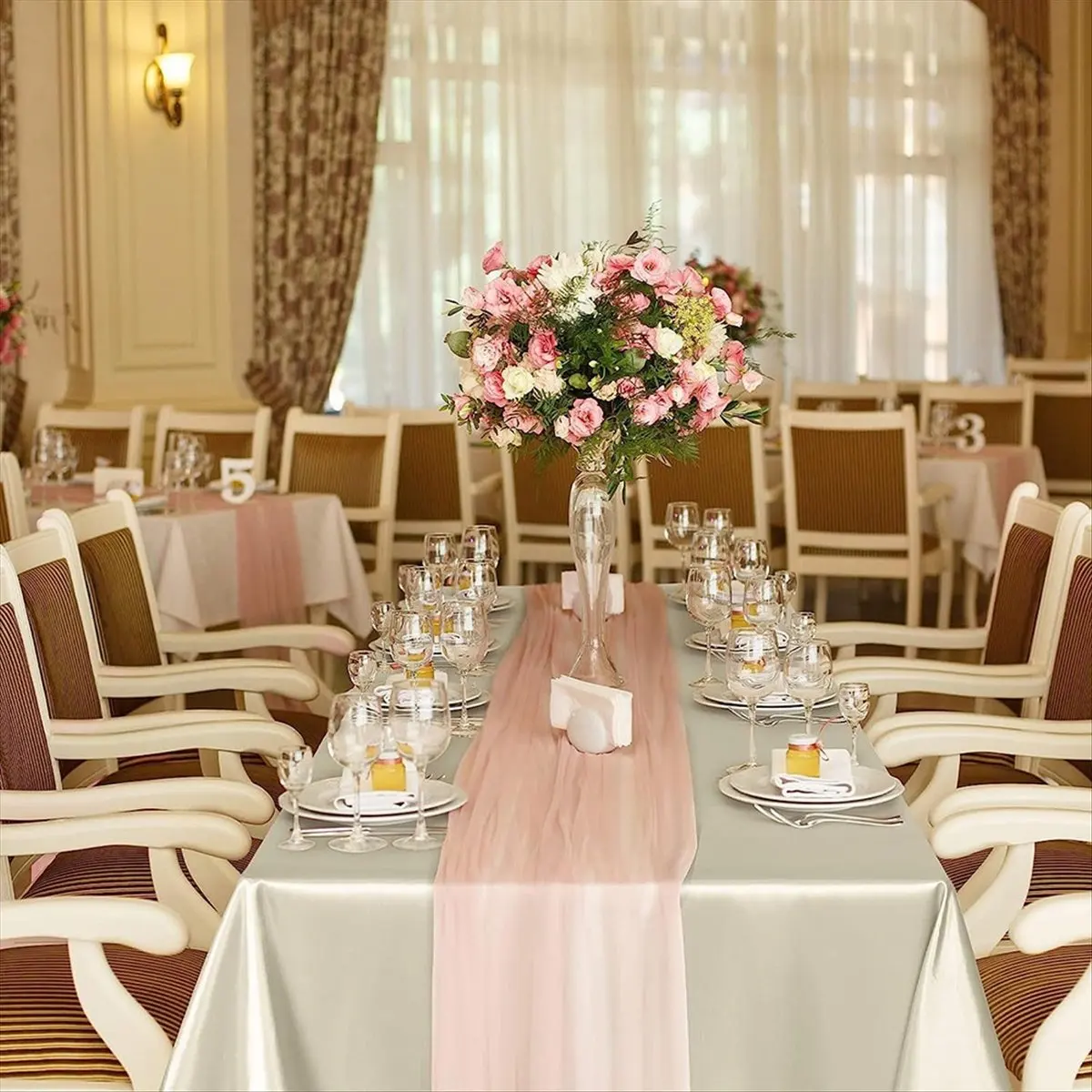 Just- High-End Hotel Banquet Wedding Scene Tablecloth Solid Color Rectangular Glossy Satin Table Cloth Color Ding Tablecloth
