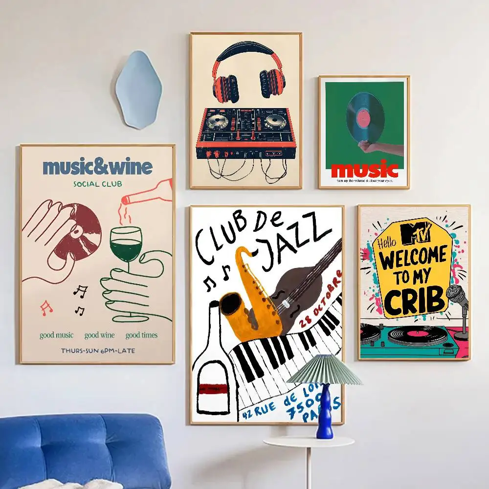 Retro Japanese Record Player Poster Self-adhesive Art Room Entrance Restaurant Wall Decor Art Painting