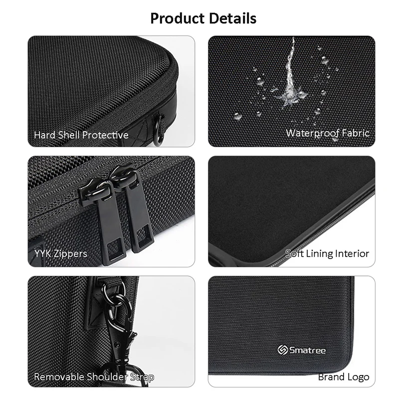 Imagem -04 - Smatree-hard Shell Laptop Case Eva Nylon em Bolsa de Transporte para Macbook Air Pro 13 13.3 Polegada Estojo de Viagem