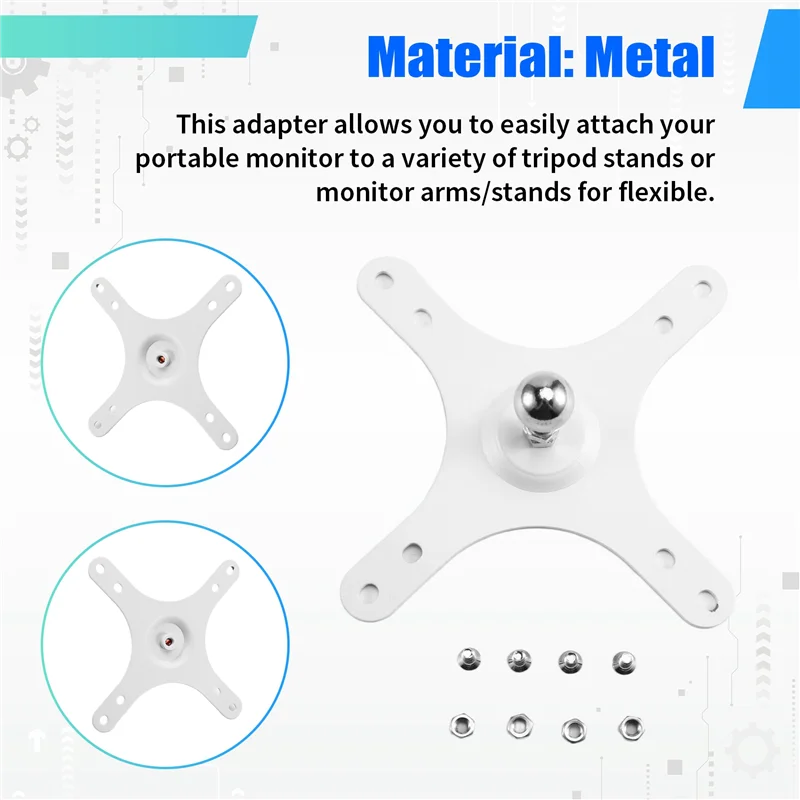 A35M-Portable Monitor Mounting Bracket Plate Vesa Mount Plate Wall Mount Holder สีขาว