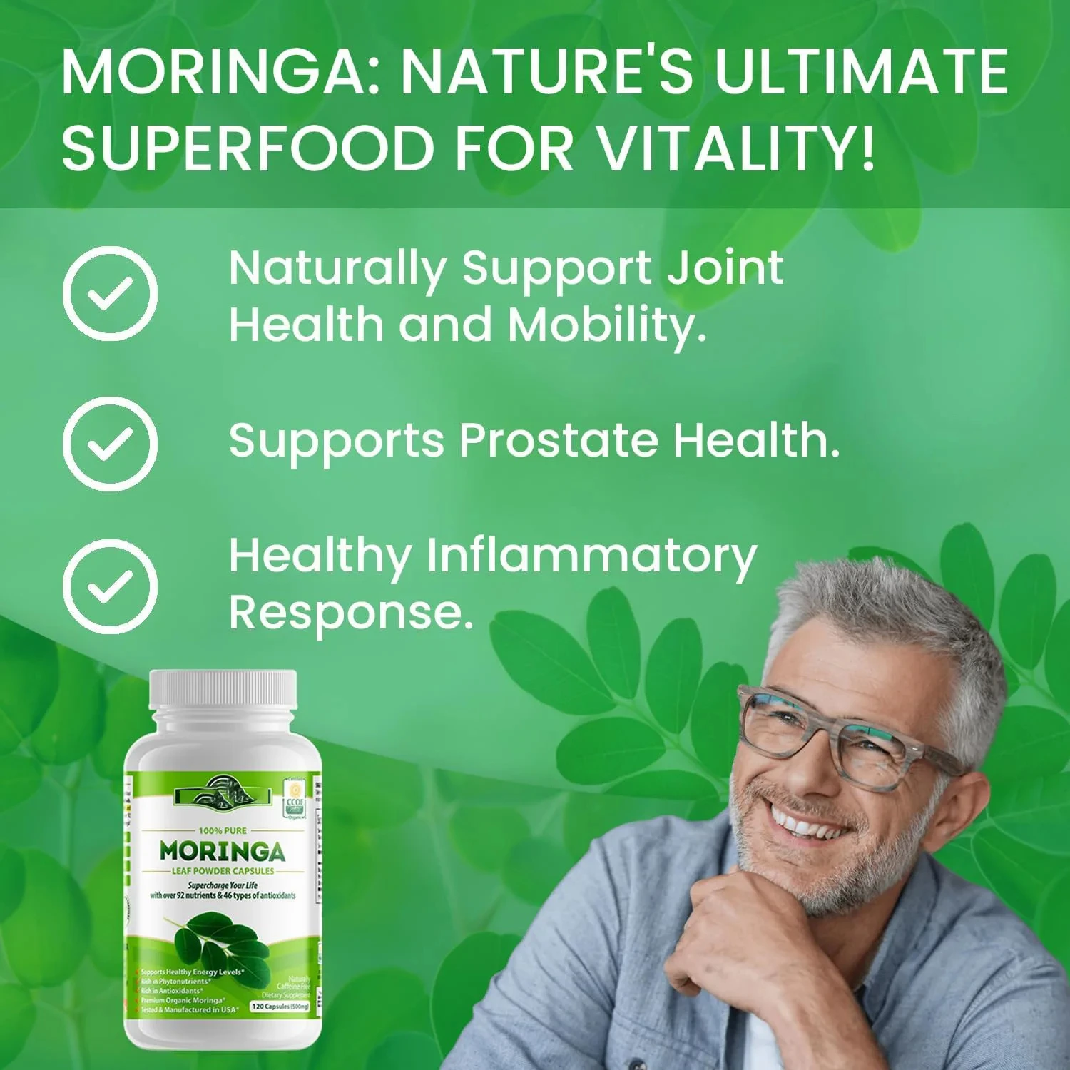 Cápsulas de Moringa Suporte Níveis de Energia Saudáveis, Controle de Peso, Articulação Saudável, Antioxidante, Best-seller, Amazon