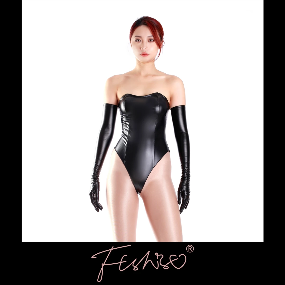 Ftshist – body en Faux cuir pour femmes, noir uni, Slim, extensible, moulant, Latex brillant, maillot de bain, collant