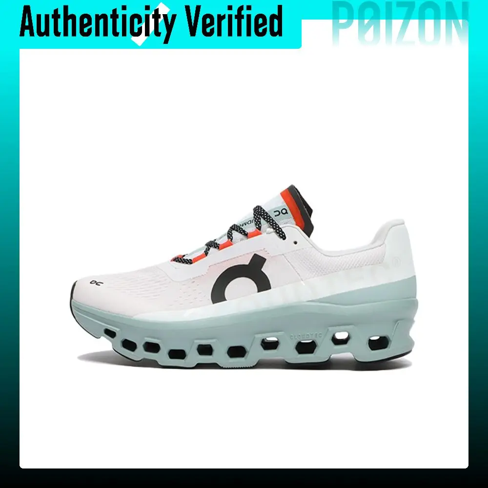 On Cloudmonster Running Shoes Men's Low-top Dusty White/Wave Blue 61.99023