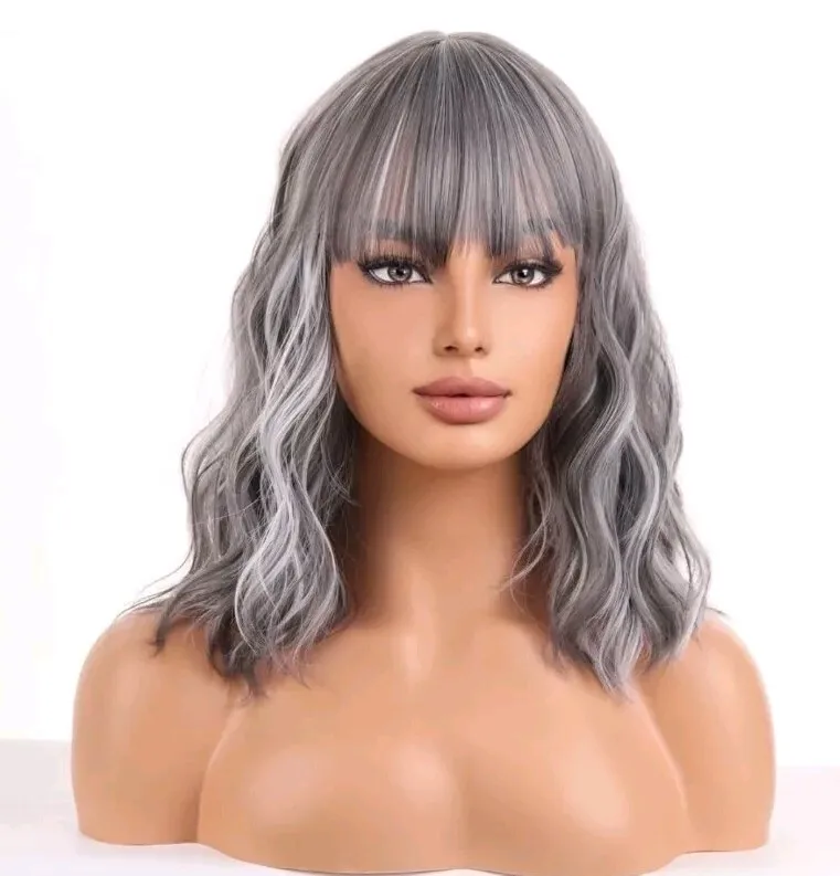 

Balayage Wig - Hair Blend Platinum Blonde Silver Gray Grey Multicolor