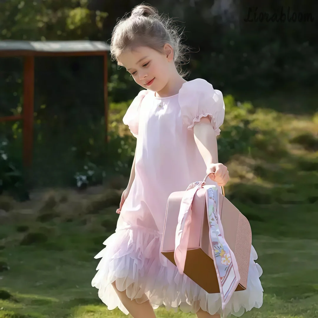 

Girls' Colorful Tiered Cake Dress Fresh Elegant Flower Girl Gown Layered Party Evening Dress Formal Attire