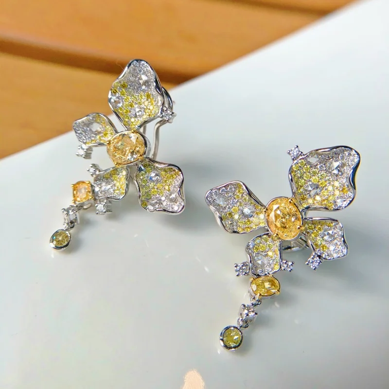 Luxury Gauding Jewelry Super Fairy Design Butterfly Earrings Net Red Live Microcyline Microcytopenia Earrings